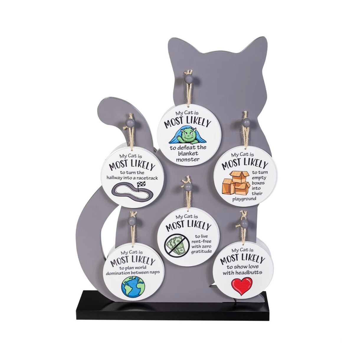 Pet Cat Ornaments. Most Likely To ….Wood Ornaments Assortment of 12 (sold individually)