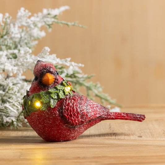 RESIN LIGHT UP CARDINAL FIGURINE