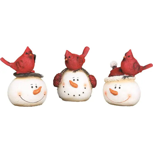 Snowman with Cardinal Shelf Sitter, 3 Assorted (sold individually)