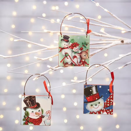 Retro Snowman Ornament Set