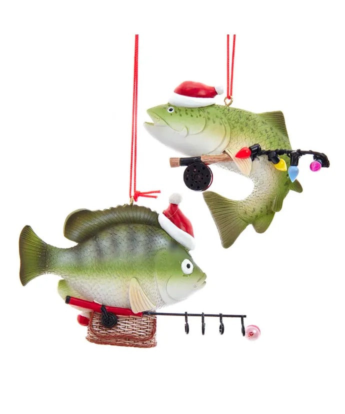 Fish Fishing Ornaments, 2 Assorted, Sold Individually
