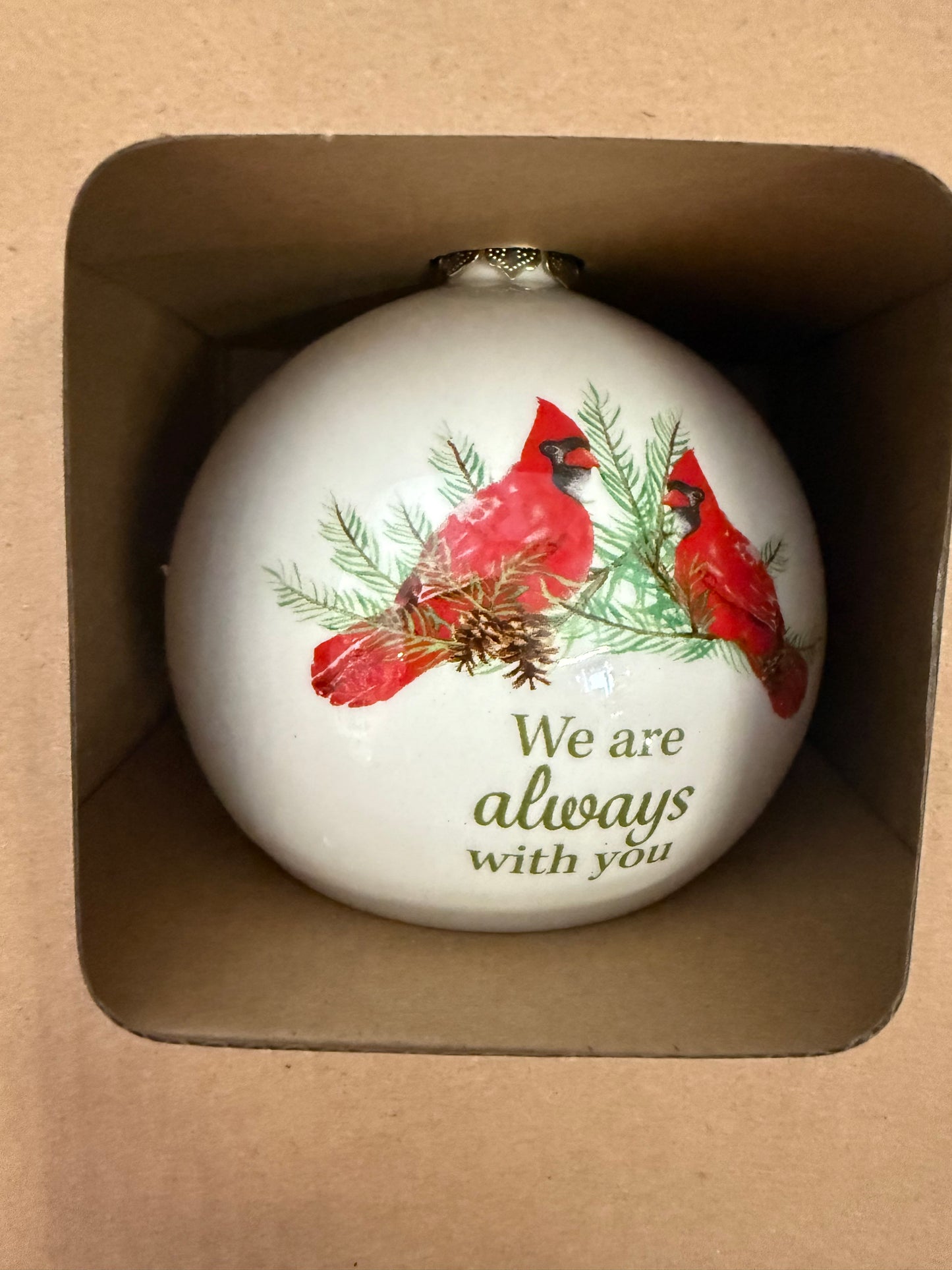 Boxed Ceramic Cardinal Ornaments with Sentiments, 4 Assorted (sold individually)
