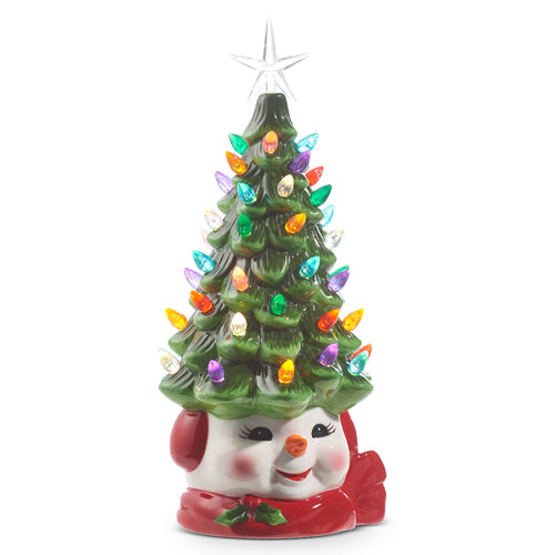 13" VINTAGE SNOWMAN LIGHTED TREE