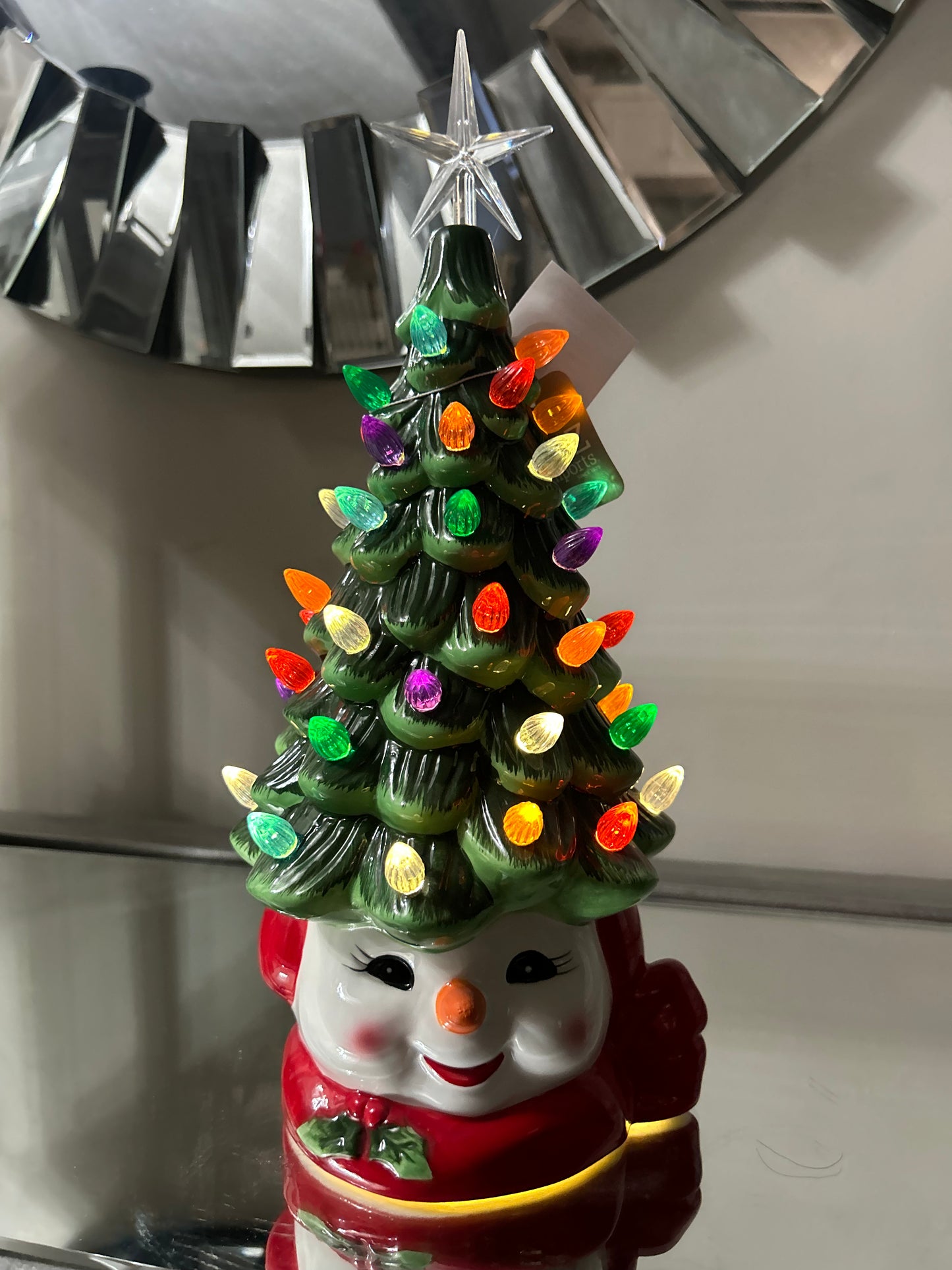 13" VINTAGE SNOWMAN LIGHTED TREE