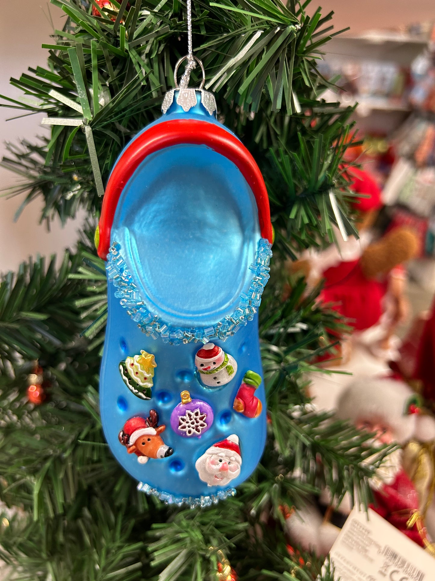 Glass Croc Ornament, Blue & Yellow, Sold Individually