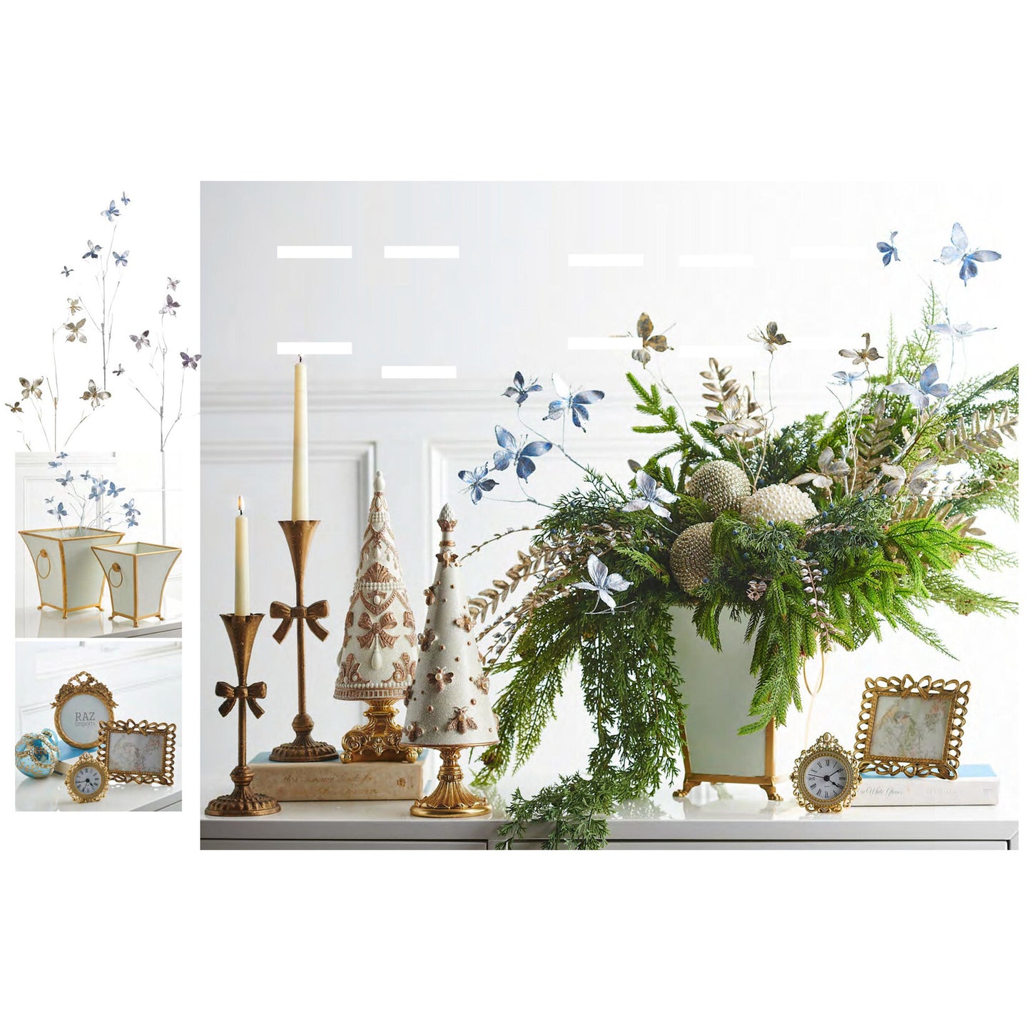 38" Champagne Butterfly Branch by Raz Imports