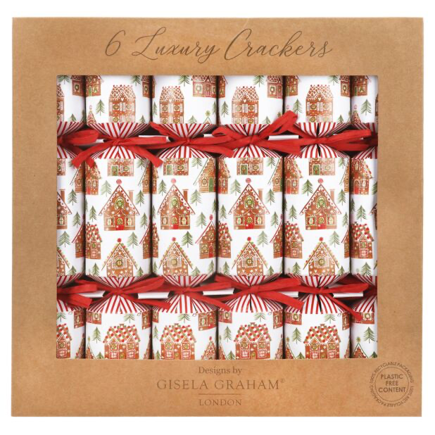 Gisela Graham Gingerbread House Set of 6 Luxury Christmas Crackers