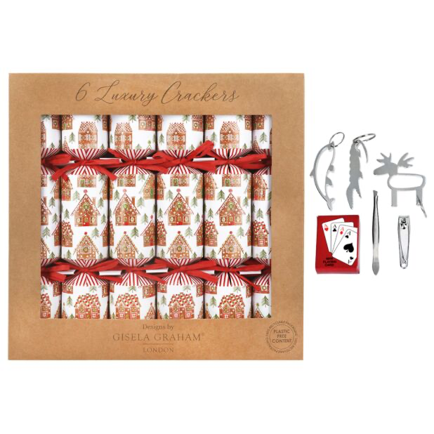 Gisela Graham Gingerbread House Set of 6 Luxury Christmas Crackers