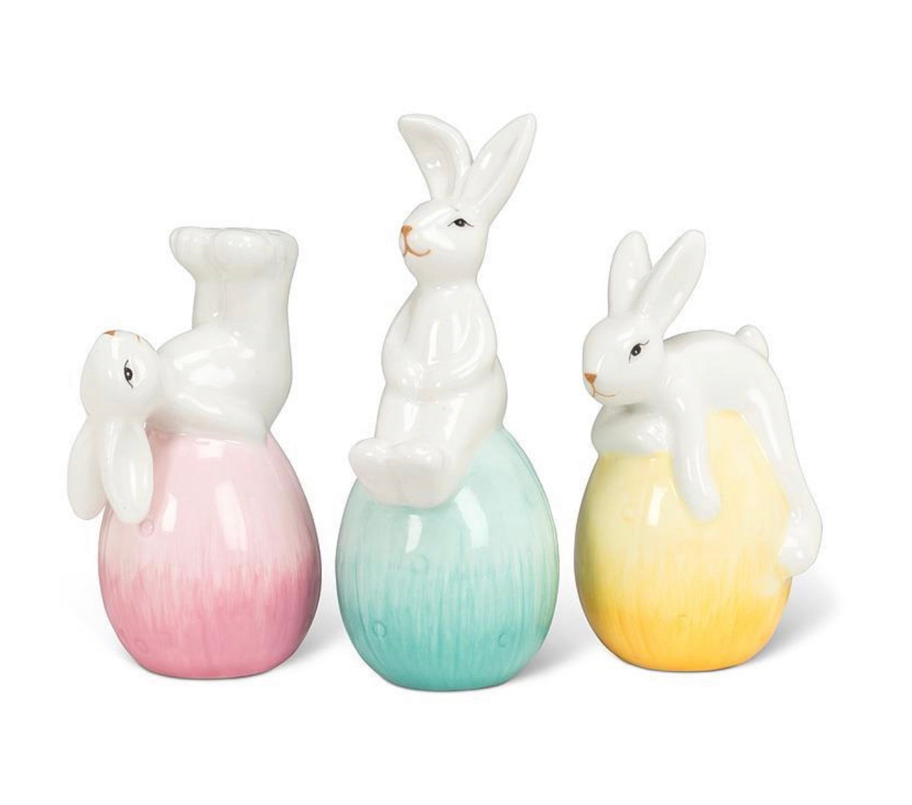 Playful Bunnies with Egg Figurine, Sold Individually