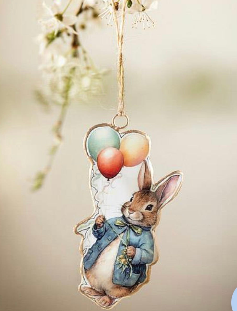 Easter Rabbit with Balloons Ornament