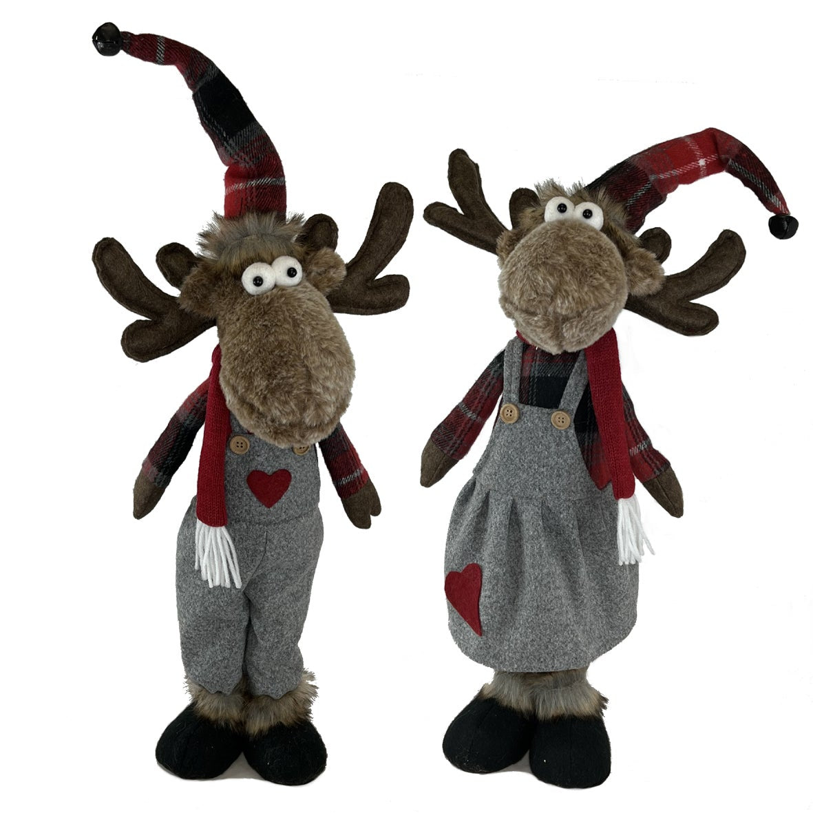 26"Standing Moose with Plaid Hat, 2 Styles (sold individually).