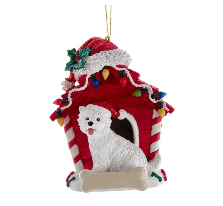 West Highland Terrier With Dog House Ornament For Personalization