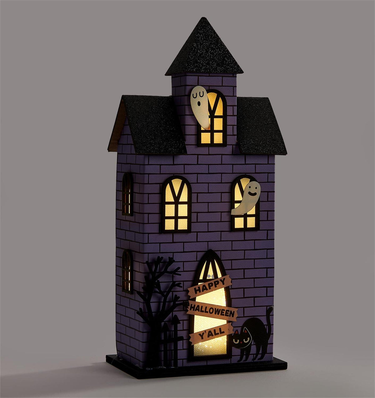 Purple & Black LED Halloween House Table Decor