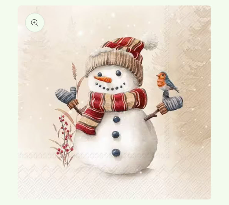Oscar the Snowman Cream - Cocktail Napkin