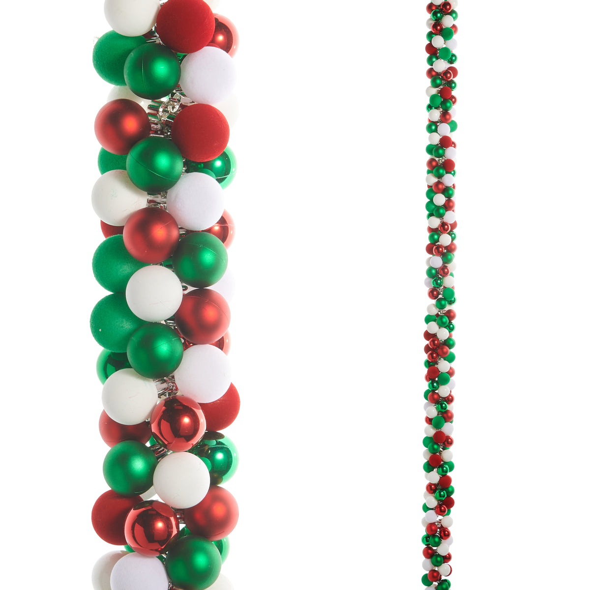 5” Red, Green, White Ball Garland