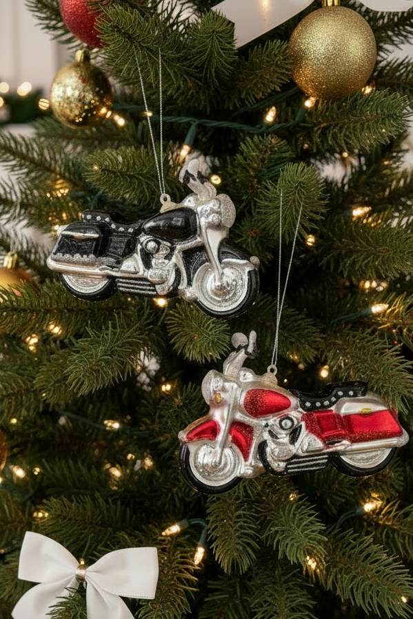 Glass Motorcycle Ornament, 2 Assorted Colours (sold individually)