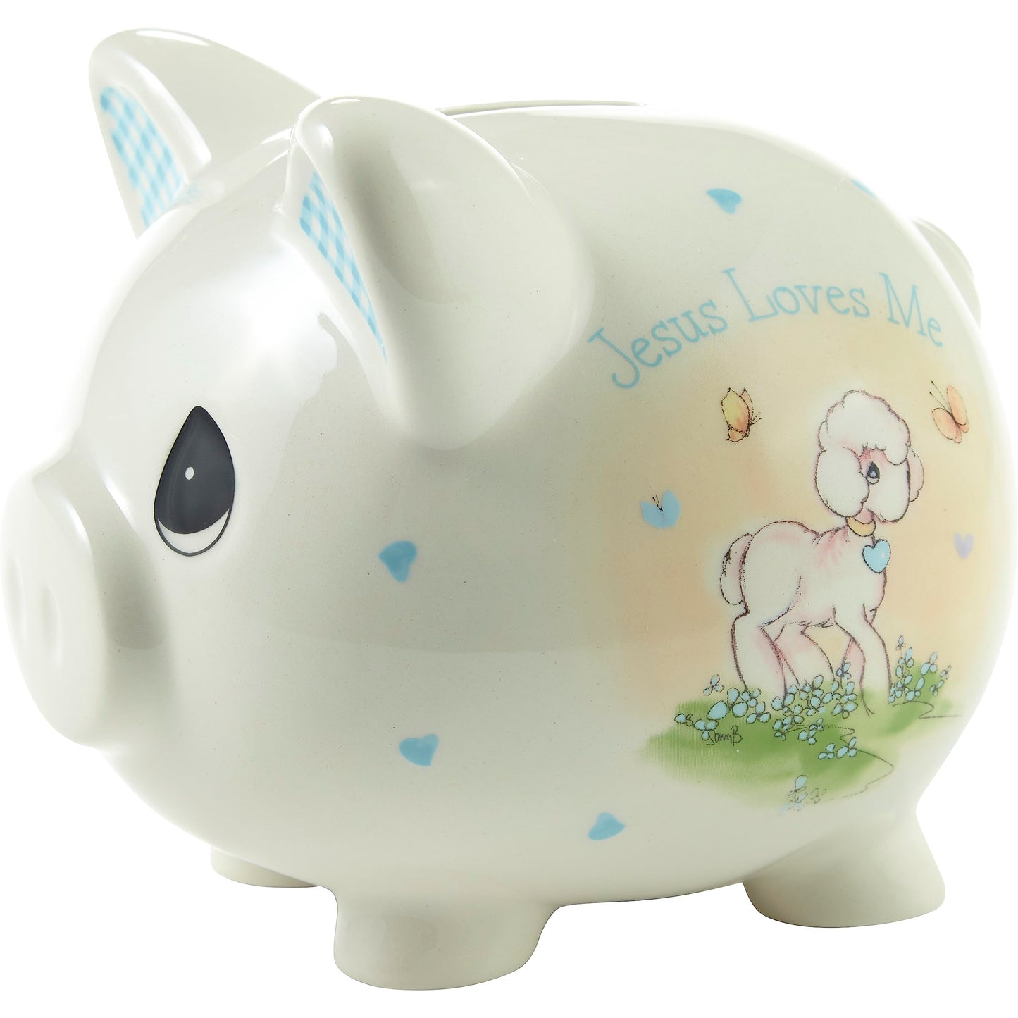 Precious Moments ~ Jesus Loves Me, Blue Piggy Bank #236402