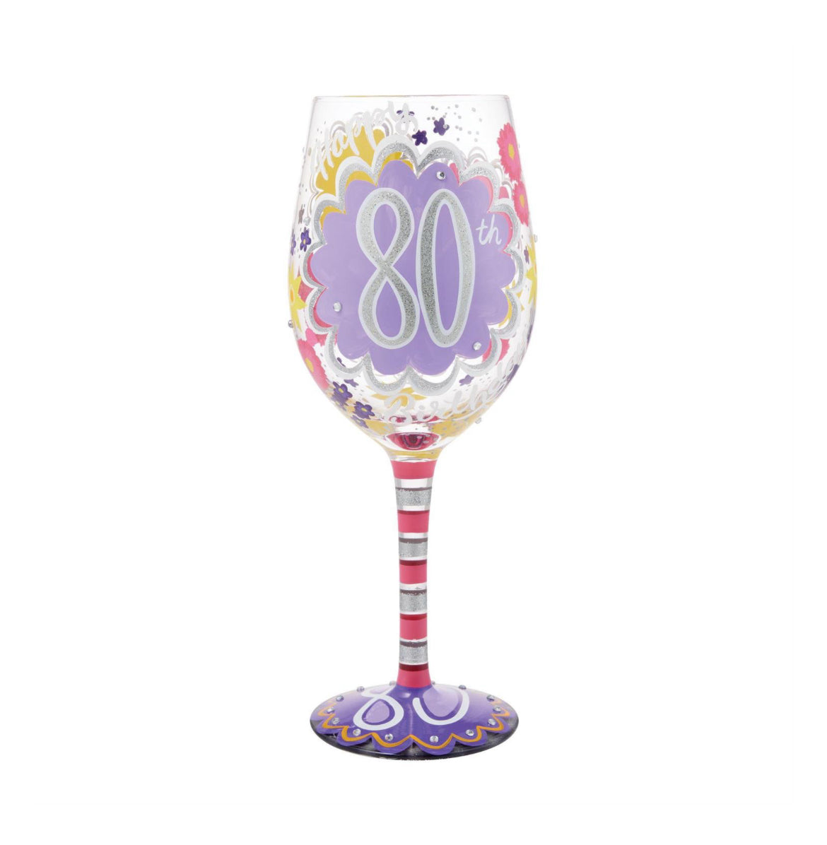 Happy 80th Wine Glass by Lolita