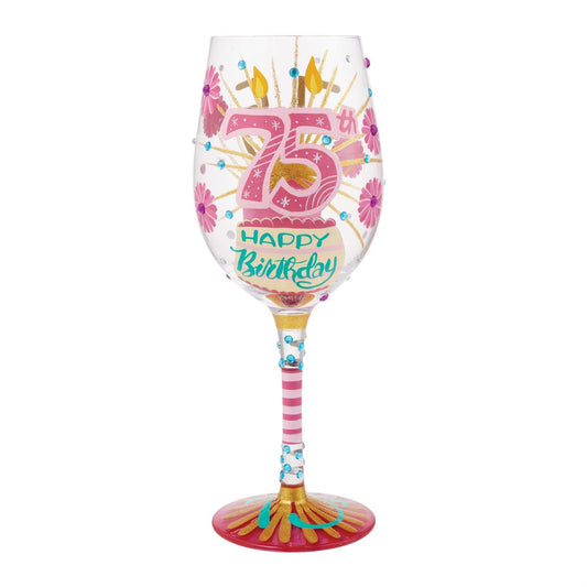 Happy 75th Wine Glass by Lolita