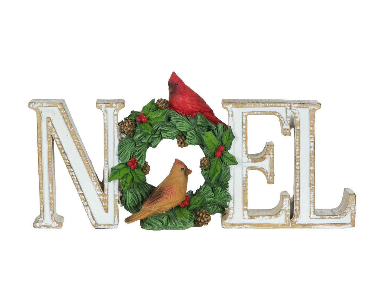 10.5" Noel with Wreath & Cardinals