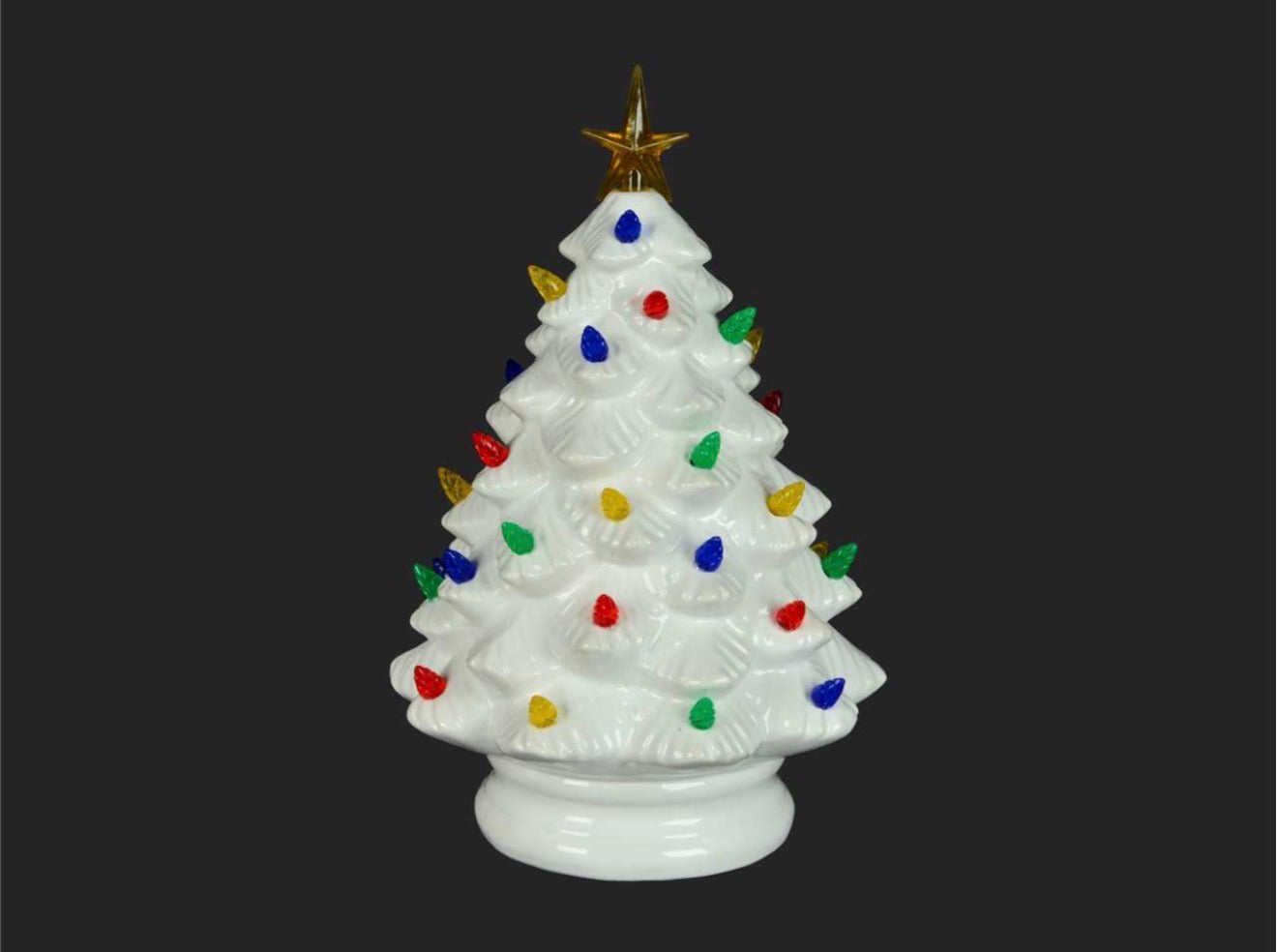 14" White Christmas Tree with Coloured LED Lights