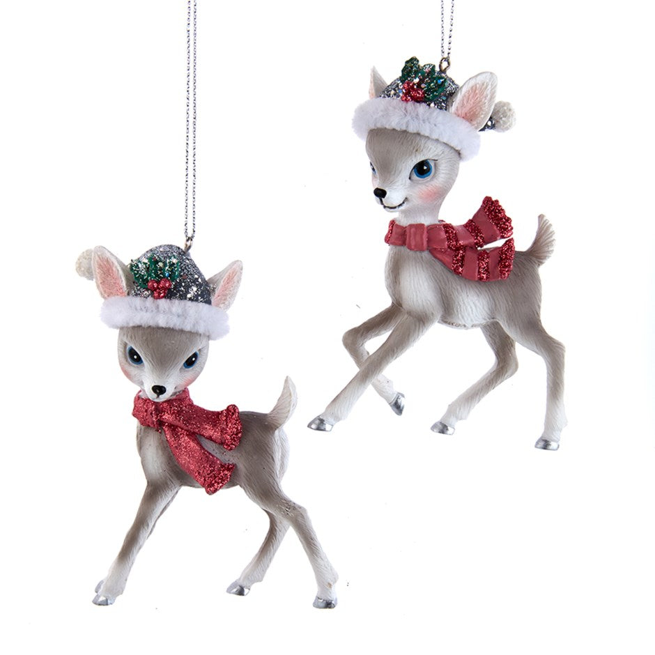 4.25" PINK/PEWTR DEER WITH SANTA HAT 2 ASSORTED (sold individually)