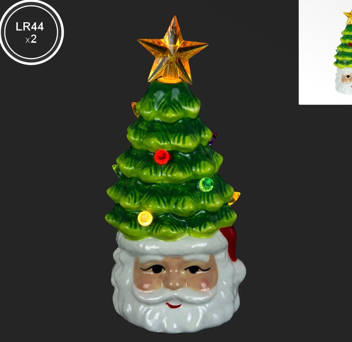 5.5 Inch Ceramic Christmas Tree on Santa/Snowman Head, 2 Assorted (sold individually)