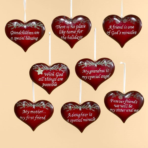 3.75"PORCELAIN HEART ORN 8/ASSTD