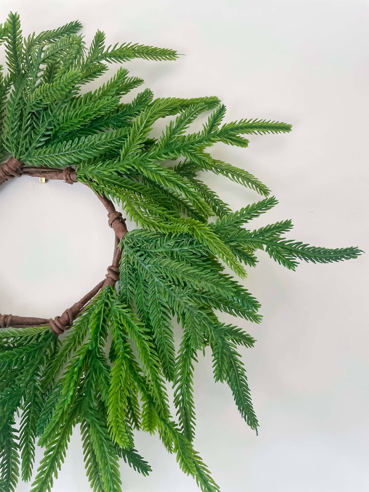 Hycroft Home Decor - Real Touch Faux Christmas Wreath, Norfolk Pine, 12 Inch