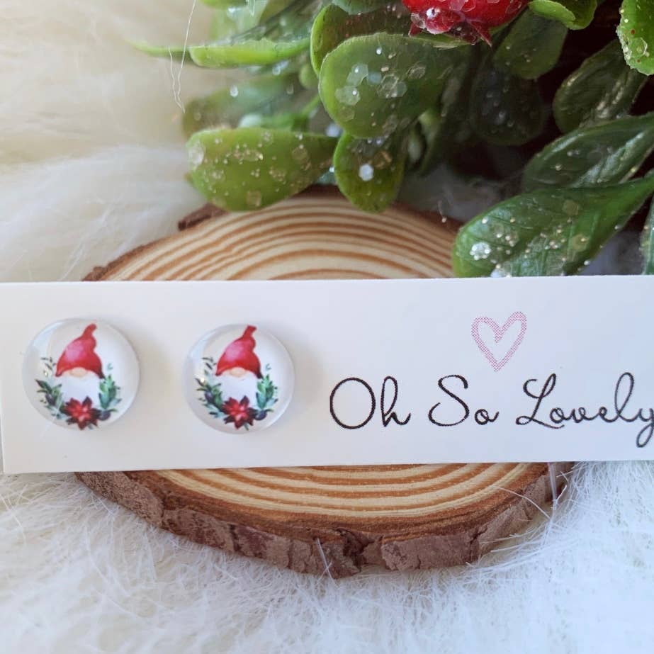 Oh So Lovely - Christmas Gnome Stud Earrings