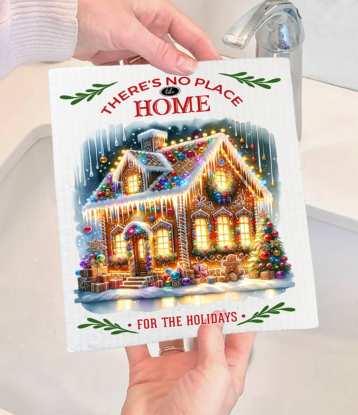 Avery Lane Gifts - Christmas No Place Like Home Gingerbread Swedish Dishcloth