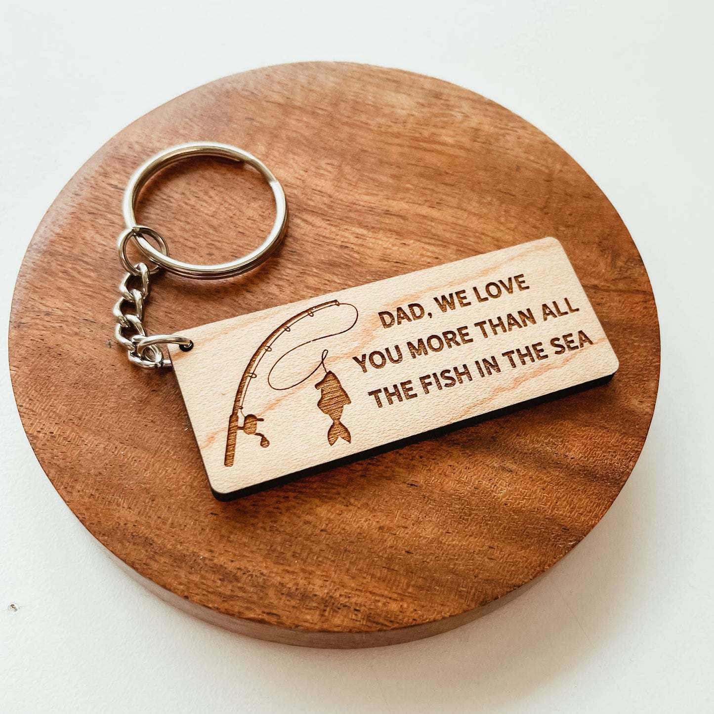 Knotty Design Co. - Fish In The Sea Dad Wooden Keychain