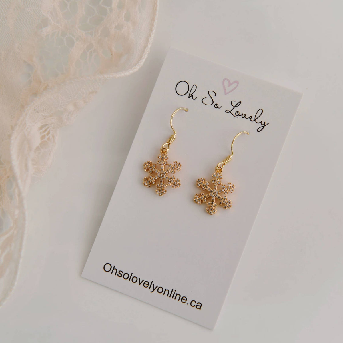 Oh So Lovely - Aspen Snowflake Drop Earrings: Silver