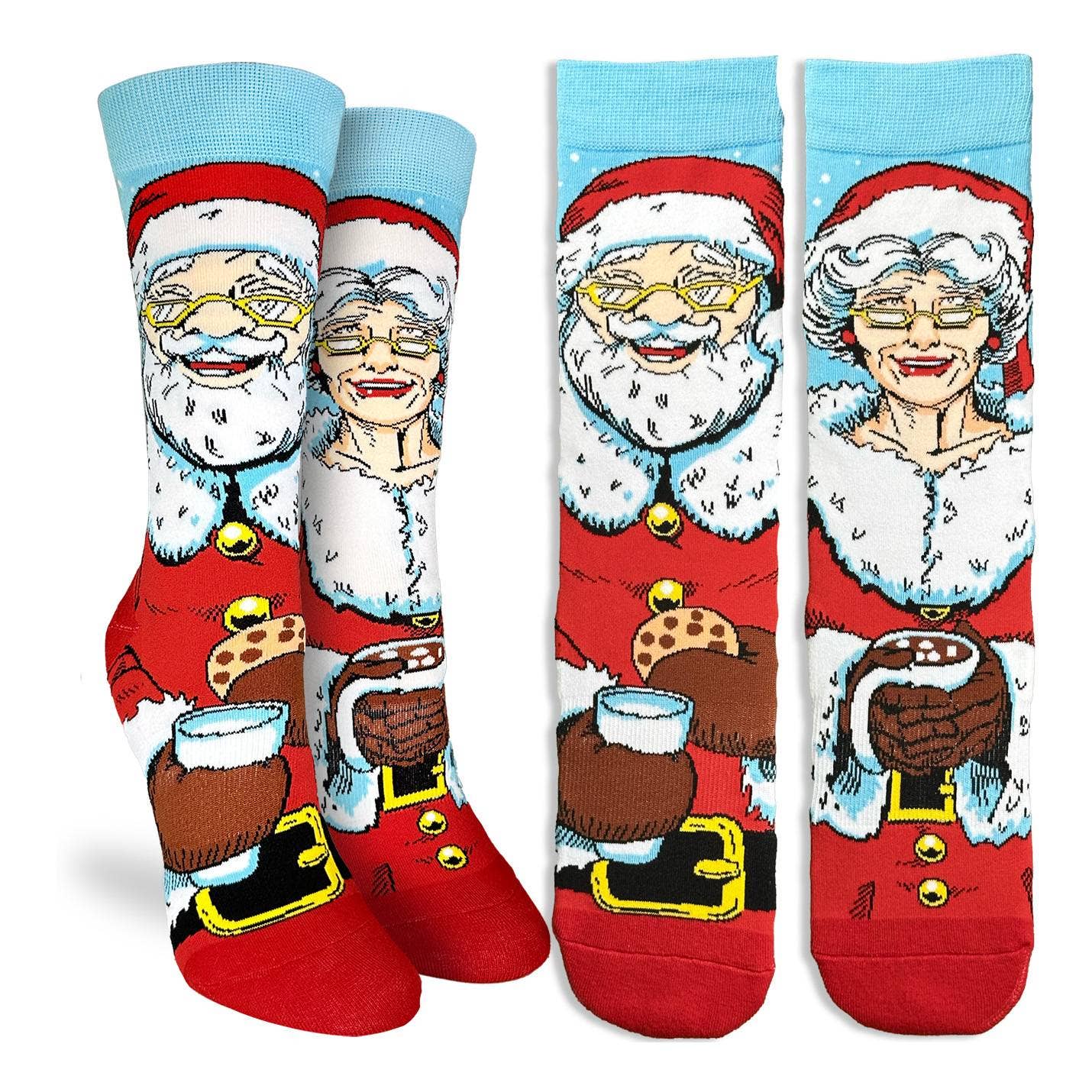 Women's Santa and Mrs. Claus Christmas Socks: Shoe Size 5-9