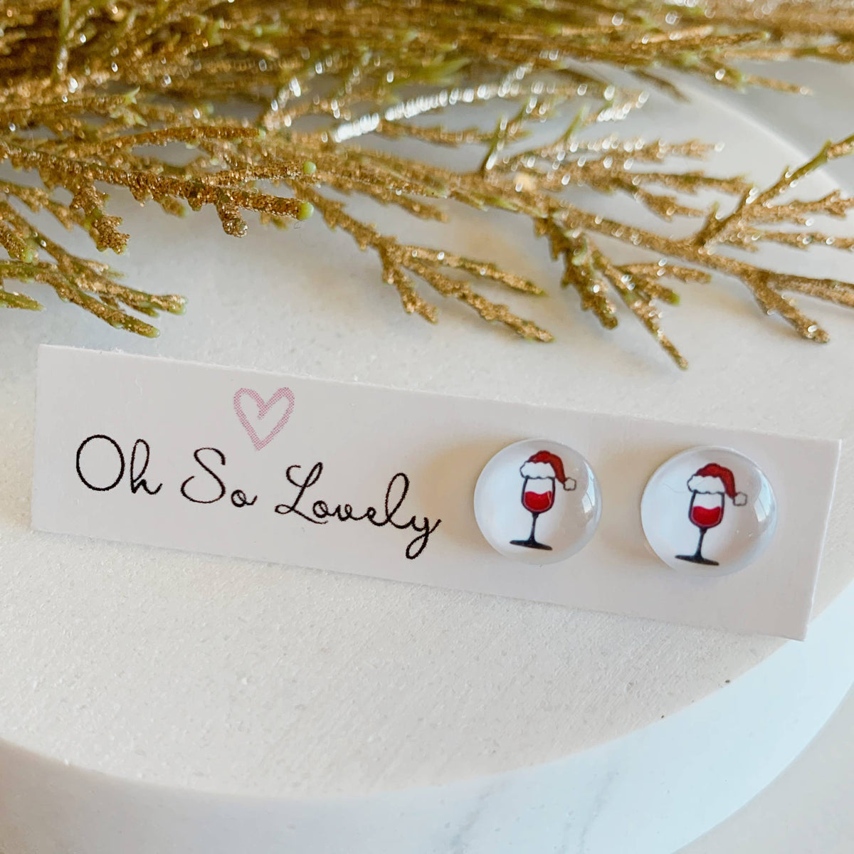 Oh So Lovely - Christmas wine stud earrings