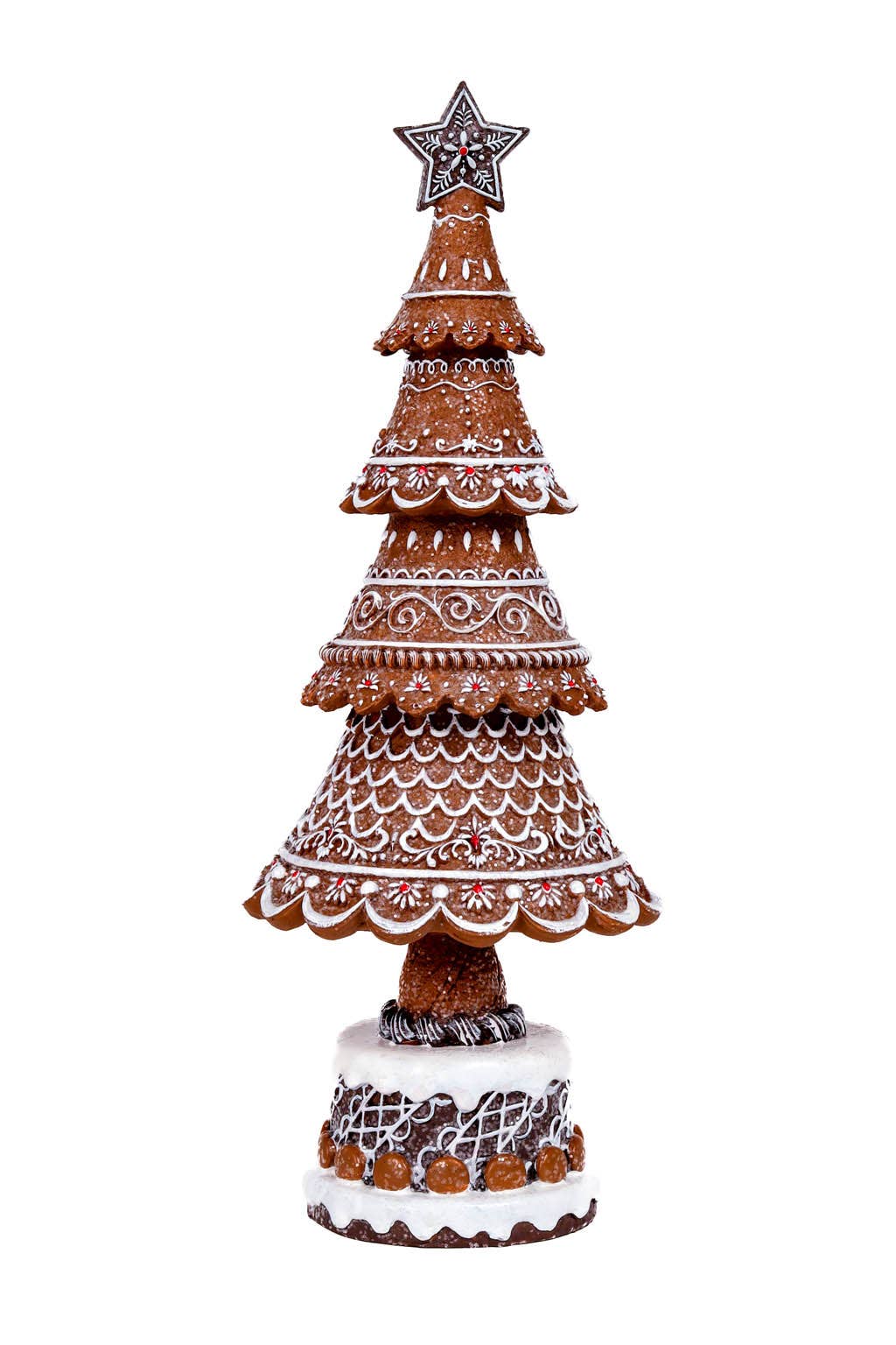 Starlight Collection - Brown/White Gingerbread Tree Accent with Sequins and Base