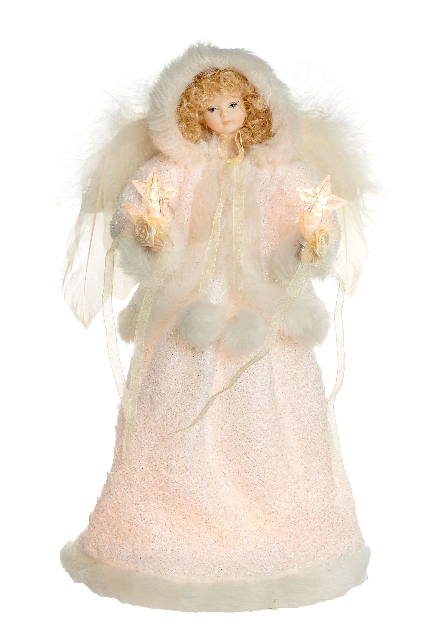 Starlight Collection - Ivory Hooded 10-Light Angel Tree topper