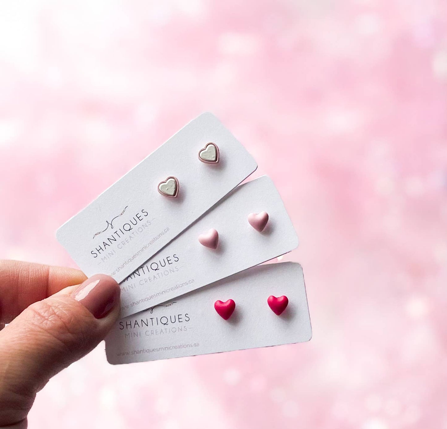 Shantiques Mini Creations - Earrings - Mirco Hearts: Light Pink / Post