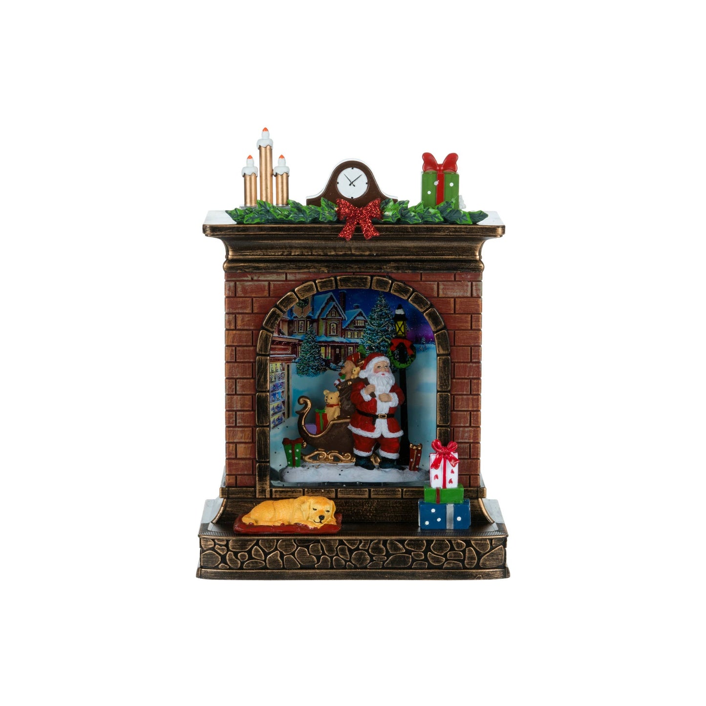 10" LED Fireplace Waterglobe with Santa