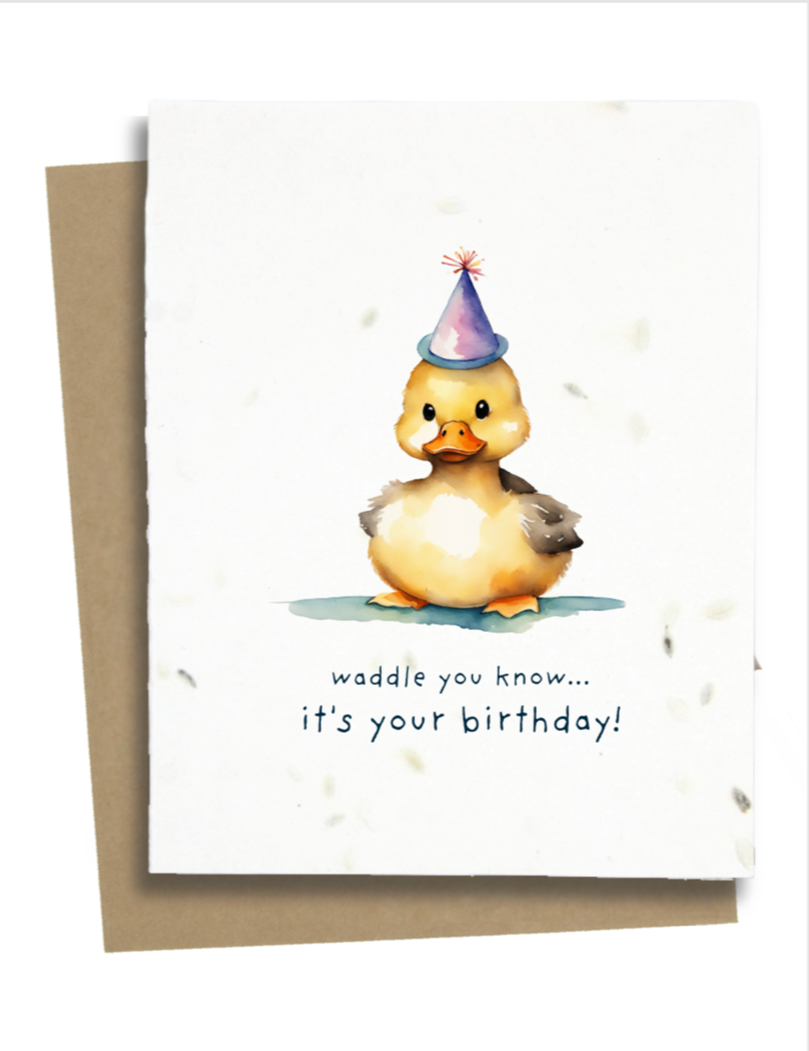 Greet n' Grow Plantable Cards - Cute Duckling Birthday Card: Wildflower