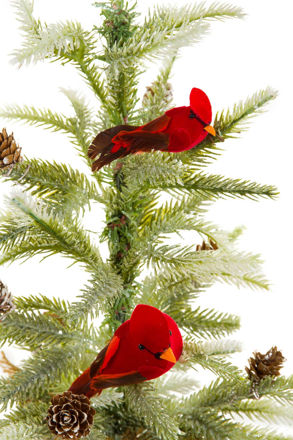 Green Tabletop Tree with Cardinals