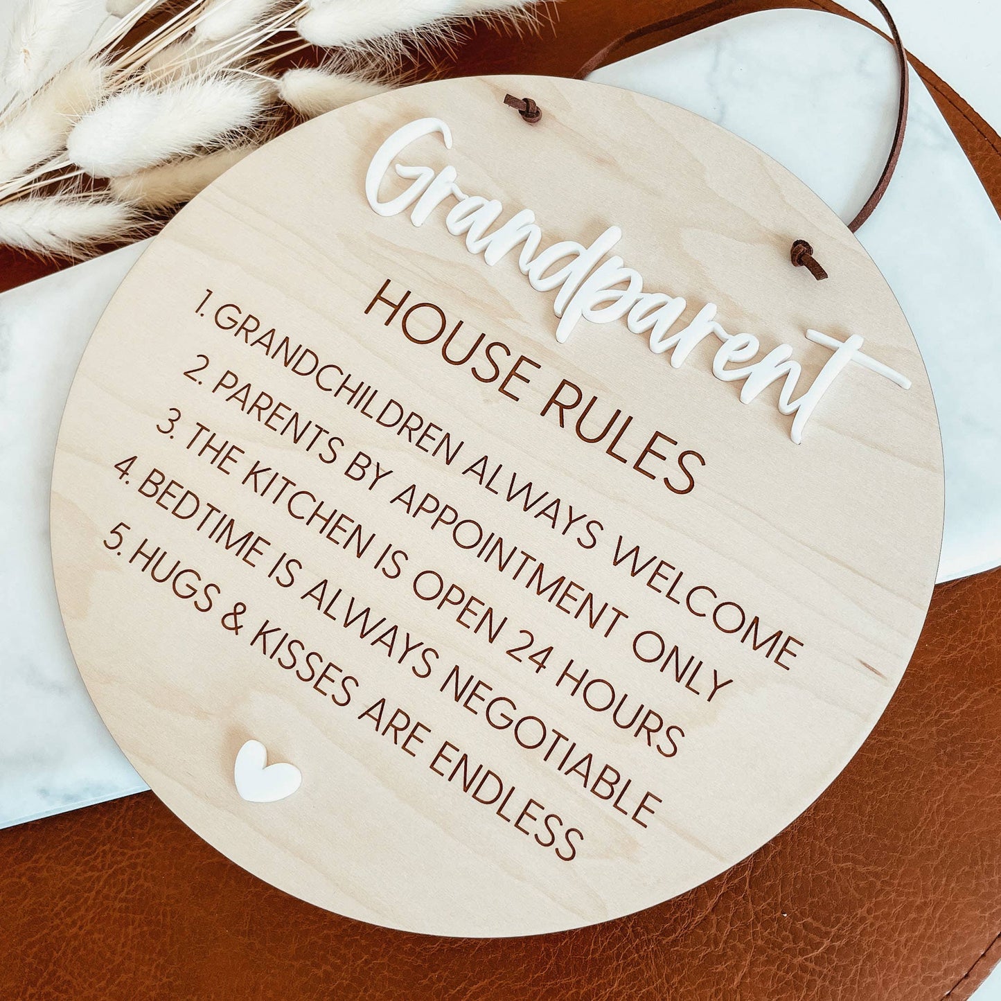 Knotty Design Co. - Grandparent House Rules Engraved Pennant Sign