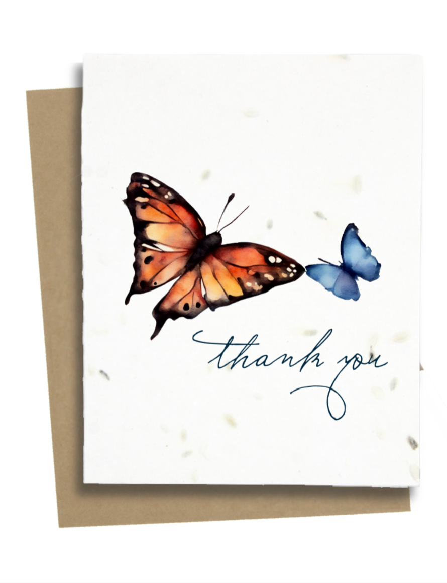 Greet n' Grow Plantable Cards - Plantable Butterfly Thank You Card: Wildflower