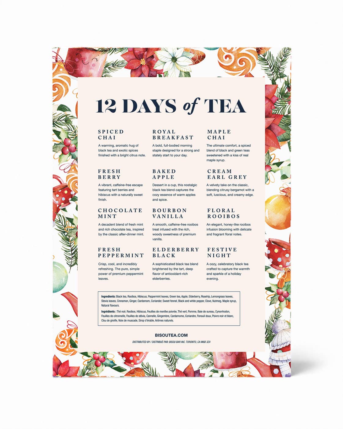 Bisou Tea. 12 Days of Tea - Holiday Tea Advent Calendar