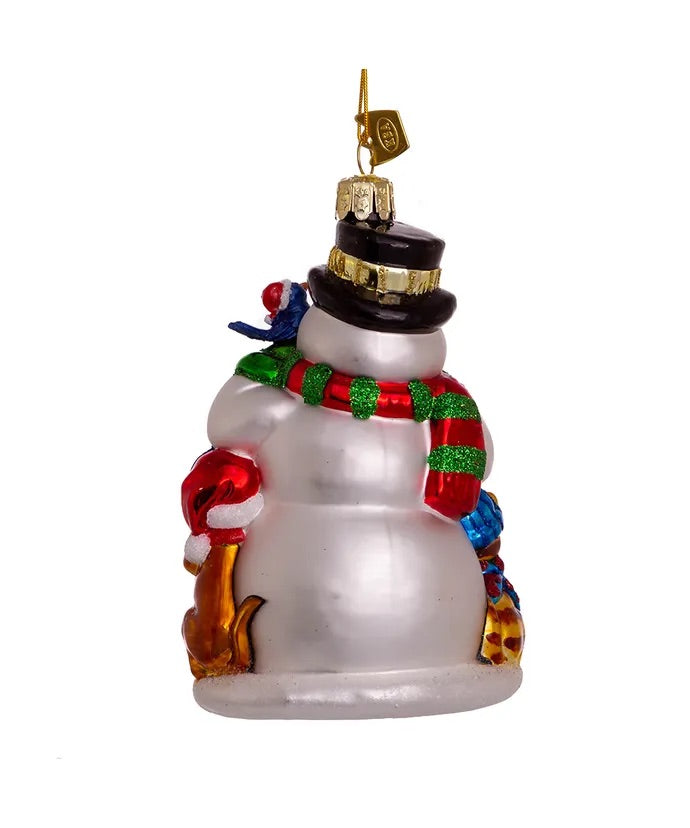 Noble Gems™ Glass Snowman With Animals Ornament