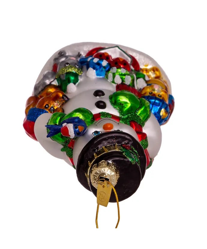 Noble Gems™ Glass Snowman With Animals Ornament
