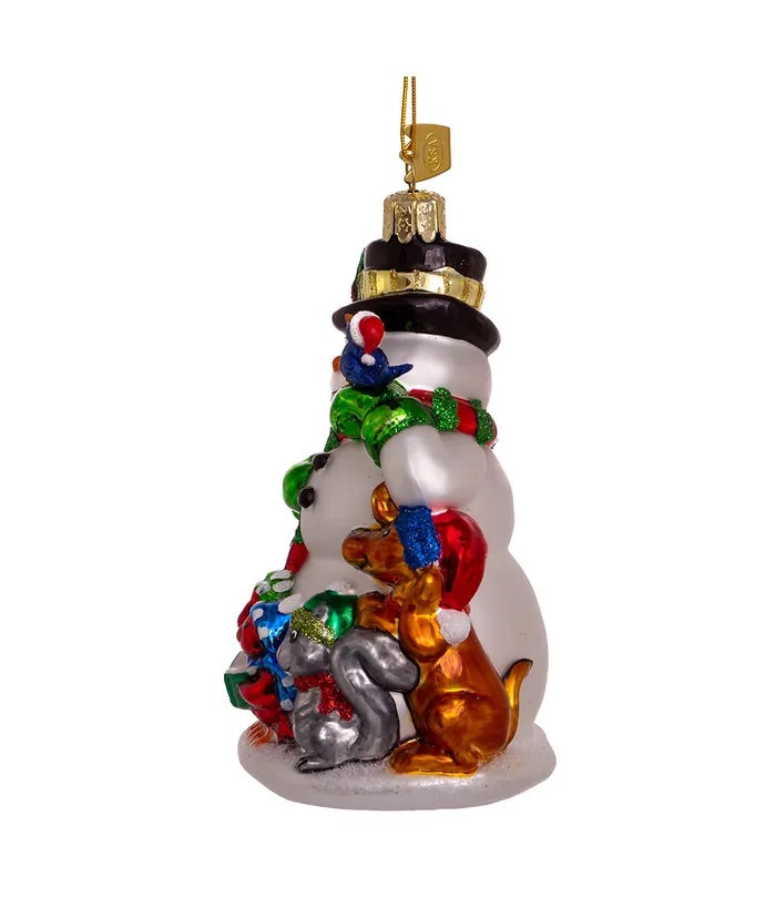 Noble Gems™ Glass Snowman With Animals Ornament