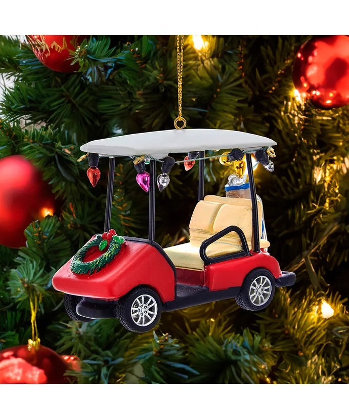 Golf Cart With Wreath Ornament