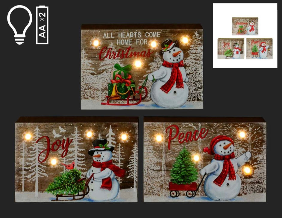 Snowman Block, LED, 3 Assorted