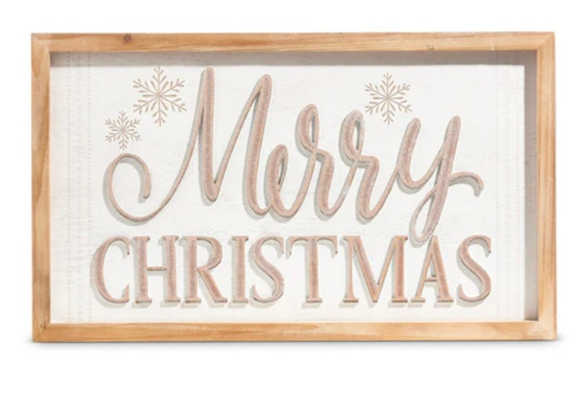 Raz Imports 2023 Natural Noel 22" Merry Christmas Framed Wall Art